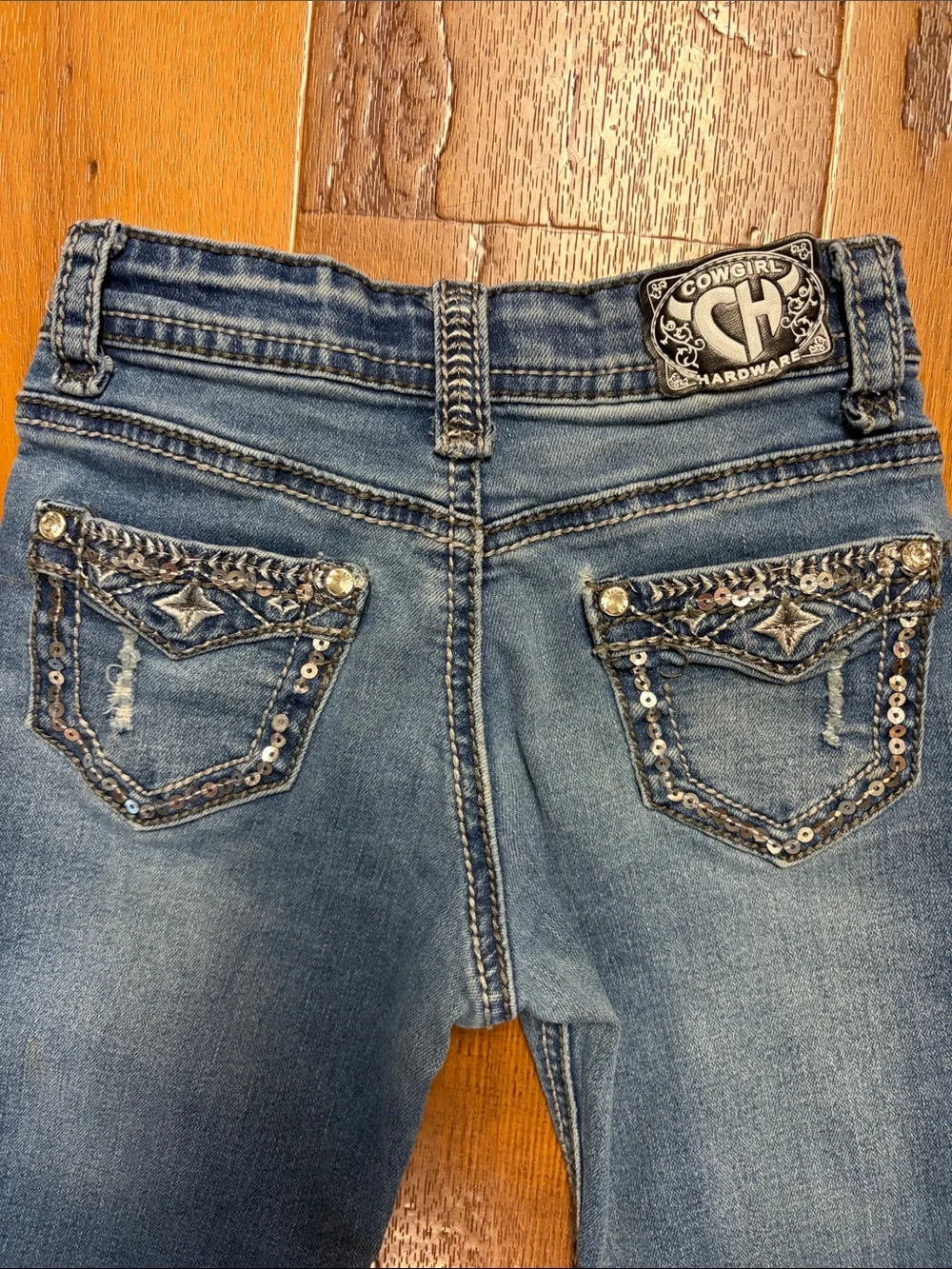 Cowgirl Hardware Girls Flared Western Embellished Jeans Size 5